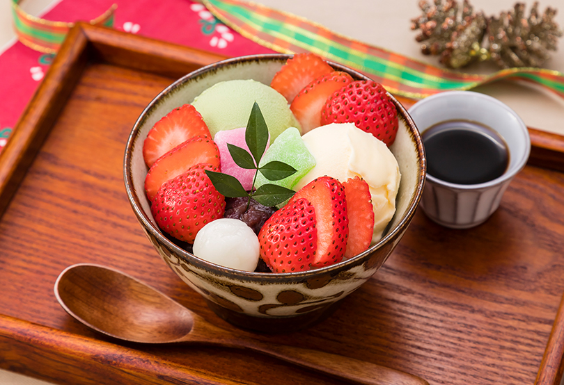 冬季限定雪見豆沙水果涼粉